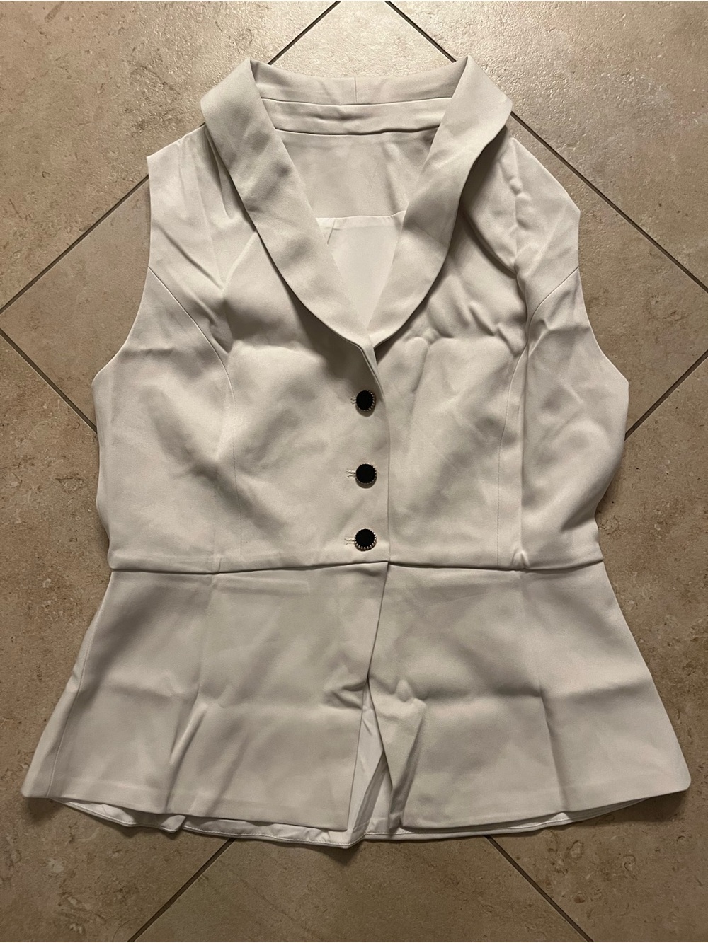 Beige Sleeveless Button Vest
